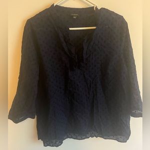 Talbots Poplin Top Polka Dot Blouse Size Large